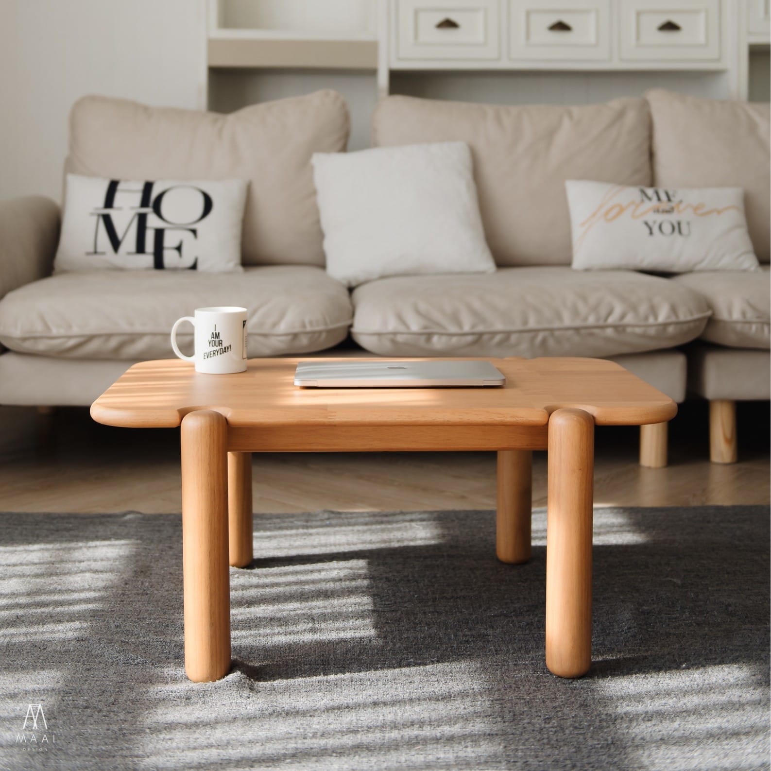 โต๊ะกลางไม้ยางพารา  MAAI DESIGN รุ่น CHUSHIN COFFEE TABLE สีโอ๊ค_9